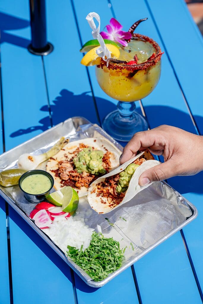 Flour tortillas cheese, loaded with carnitas, spicy chorizo and creamy guacamole.
