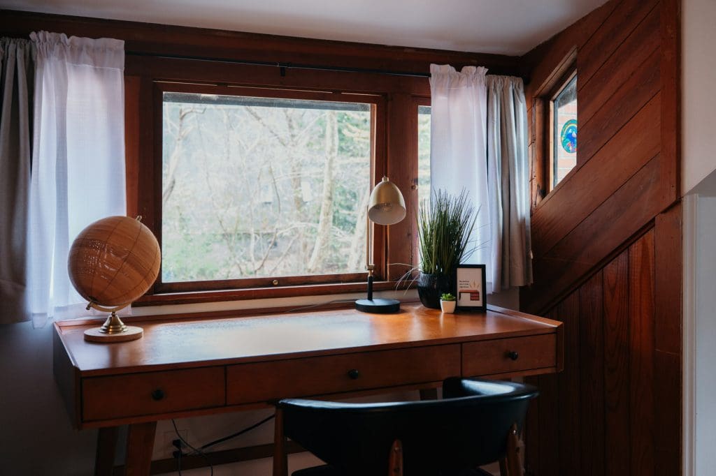 A nook in the Loblolly House overlooks the Briar Chapel forestry. 